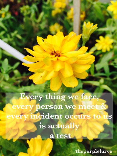 Every thing we face, every person we meet & every incident occurs to us is actually a test